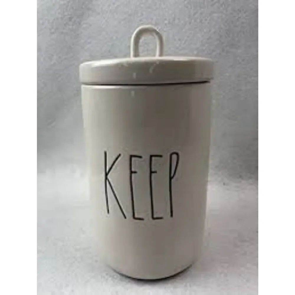 Rae Dunn White Ceramic “Keep” Canister With Lid